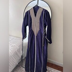 Elegant Purple Kaftan with Silver Embellishments